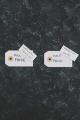 unfair competition, half price vs full price tags with Original vs Dupe product labels