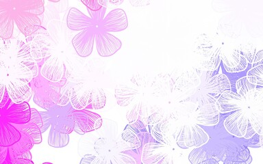 Light Purple, Pink vector doodle pattern with flowers