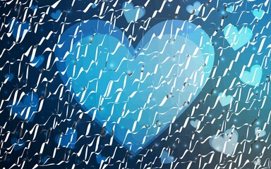 DARK BLUE vector love background with heart. Paper note. Valentine's greeting polygonal card. Triangular illustration for your business. Stock template for your design.