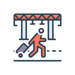Color illustration icon for railway station outside