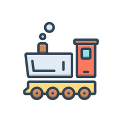 Color illustration icon for steam engine