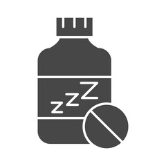 insomnia, bottle medicine sleeping pills silhouette icon style