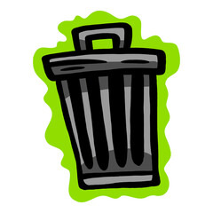 Metal garbage can with lid and handle