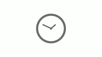 Gray color circle 12 hours clock icon without trick, Clock icon