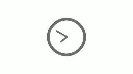 New gray color 12 hours circle clock icon on white background,clock icon without trick