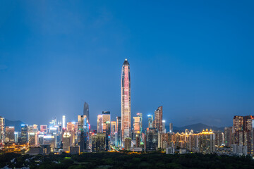 Fototapeta premium Night view of CBD city in Futian District, Shenzhen City, Guangdong Province, China