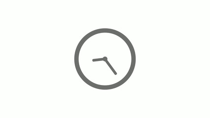 New gray color 12 hours circle clock icon on white background,clock icon without trick