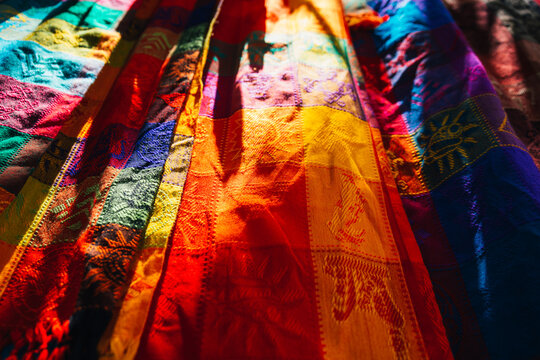 Traditional colorful squared peace of cloth