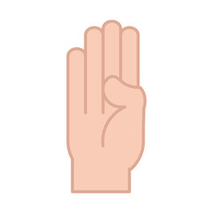 sign language hand gesture indicating b letter, line and fill icon