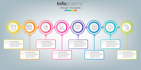 Infographic in business concept with 8 options, steps or processes.