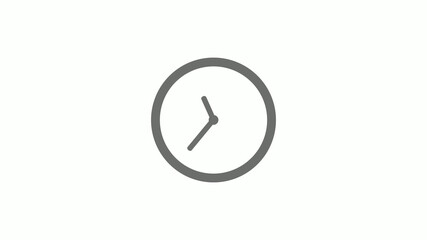 New gray color 12 hours circle clock icon on white background,clock icon without trick