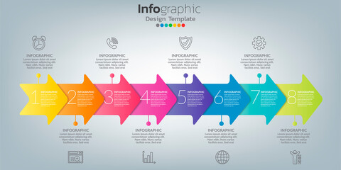Infographic in business concept with 8 options, steps or processes. - obrazy, fototapety, plakaty