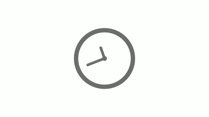 New gray color 12 hours circle clock icon on white background,clock icon without trick