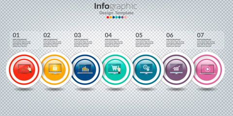 Infographic in business concept with 7 options, steps or processes.