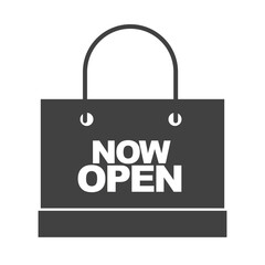 shopping bag now open message marketing branding silhouette icon