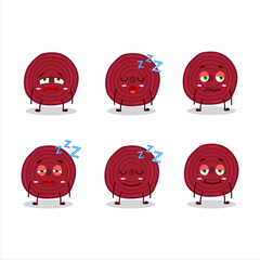 Cartoon character of slice of beet root with sleepy expression