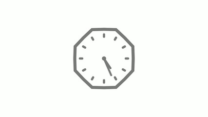 Gray color counting down clock icon on white background,clock icon