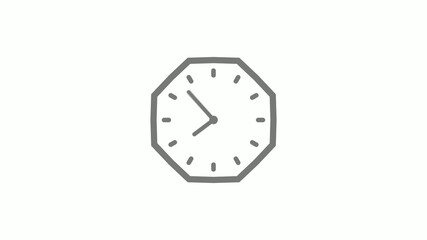 Gray color counting down clock icon on white background,clock icon