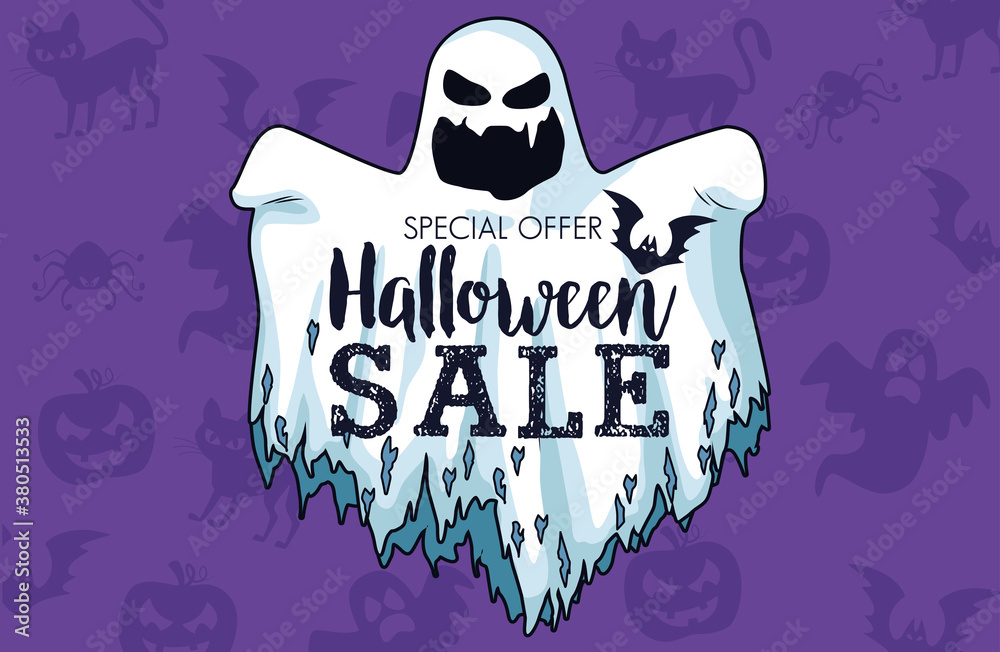 Canvas Prints halloween sale seasonal poster with lettering in ghost