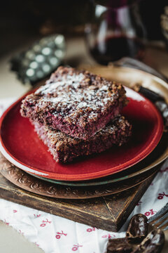 Vegan cake with raspberries
