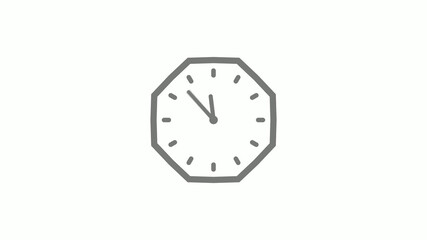 Counting down gray color 12 hours clock icon on white background,clock icon