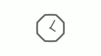 Counting down gray color 12 hours clock icon on white background,clock icon