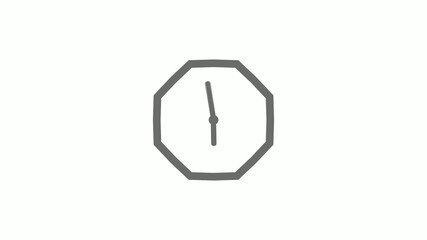Counting down gray color 12 hours clock icon on white background,clock icon