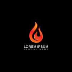 Vector Fire Flame Simple abstract icon, symbol, logo design