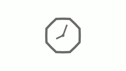 Counting down gray color 12 hours clock icon on white background,clock icon