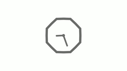 Counting down gray color 12 hours clock icon on white background,clock icon