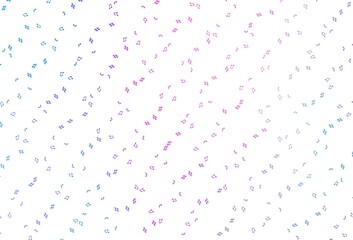 Light Pink, Blue vector pattern with music elements.