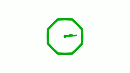 Fototapeta premium Green color 12 hours counting down clock icon on white background,clock icon