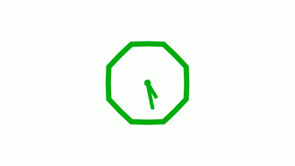 Fototapeta premium Green color 12 hours counting down clock icon on white background,clock icon