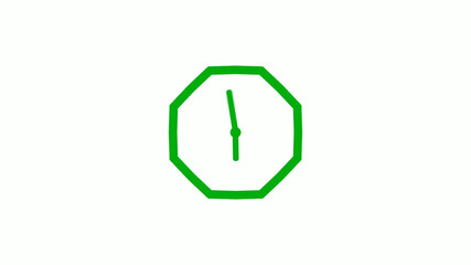 Fototapeta premium New green color 12 hours counting down clock icon on white background,clock isolated without trick