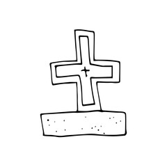 Doodle headstone set. Halloween spooky decoration