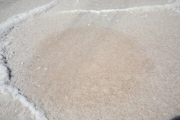Great salt lake desert surface close up at Bonneville Salt Flats in summer Utah