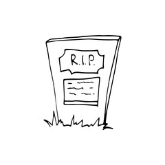 Doodle headstone set. Halloween spooky decoration