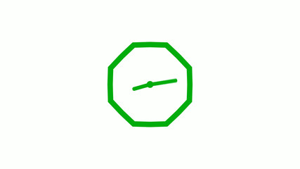 Fototapeta premium New green color 12 hours counting down clock icon on white background,clock isolated without trick
