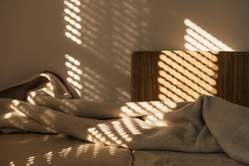 First sun. Sun shining through the window of the bedroom