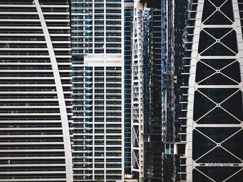 group view of many skyscrapers