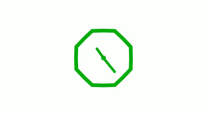 Fototapeta premium New green color 12 hours counting down clock icon on white background,clock isolated without trick