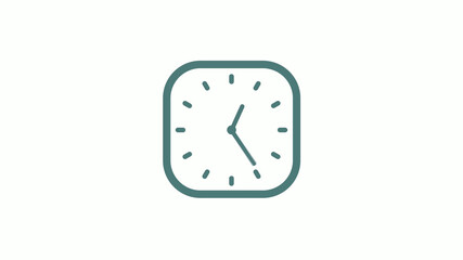 New cyan gray color 12 hours counting down clock icon on white background