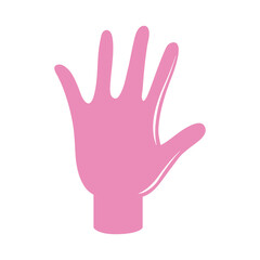 breast cancer awareness month, pink hand showing fingers, healthcare concept flat icon style