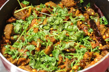 spiny gourd or spine gourd curry on white background