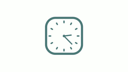 New cyan gray color 12 hours counting down clock icon on white background