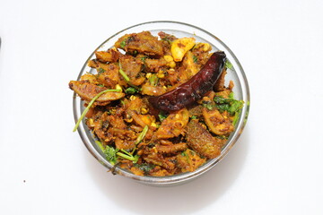 spiny gourd or spine gourd curry on white background