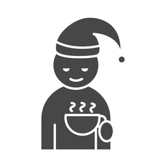 insomnia, sleepless with coffee cup character silhouette icon style