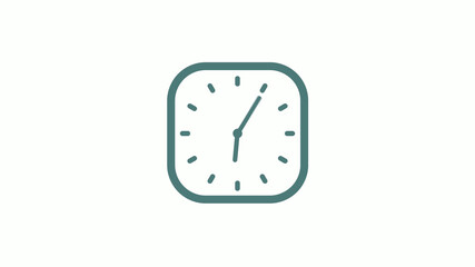 Beautiful square cyan gray counting down 12 hours clock icon on white background