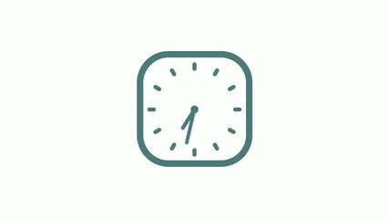 Beautiful square cyan gray counting down 12 hours clock icon on white background
