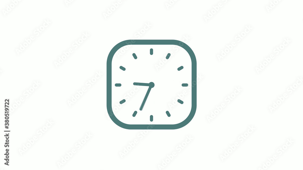 Wall mural beautiful square cyan gray counting down 12 hours clock icon on white background